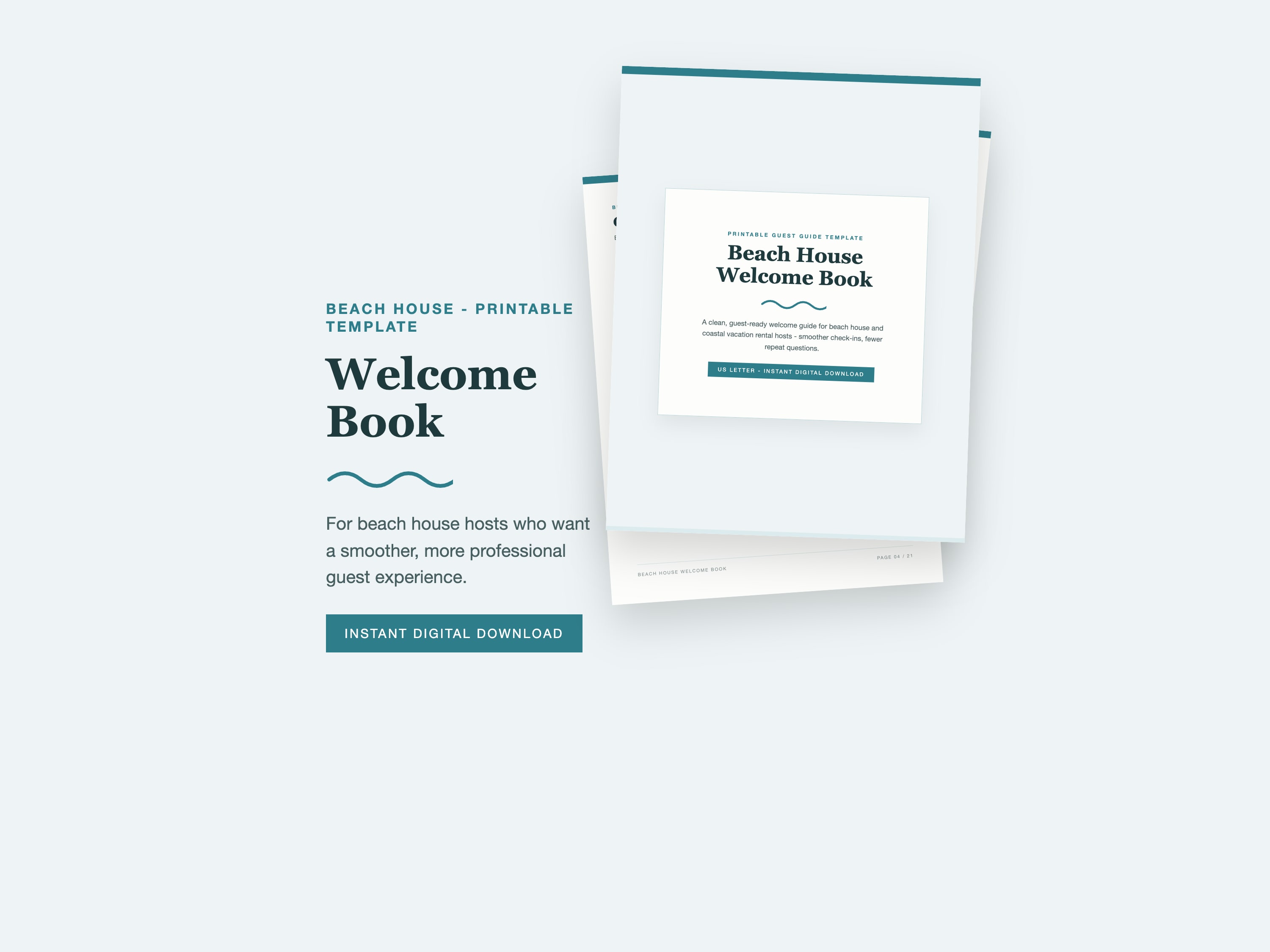 Beach house welcome book printable template preview